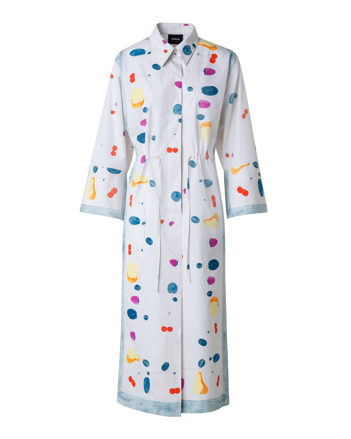 Akris Fruits Printed Cotton Poplin Midi Shirtdress
