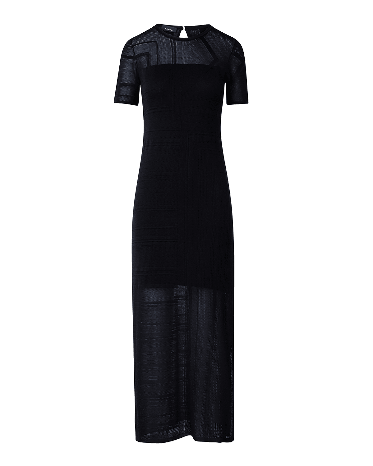 Akris Lizzie Lines Ajoure Knit Short-Sleeve Midi Dress