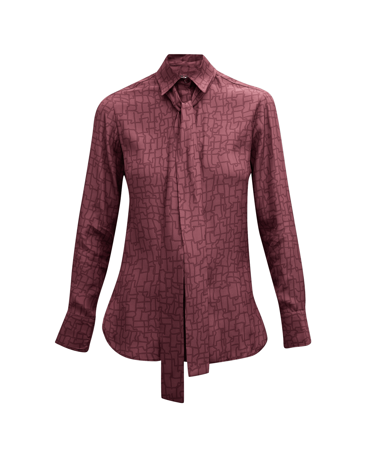 Kiton Abstract-Print Neck-Scarf Silk Collared Shirt