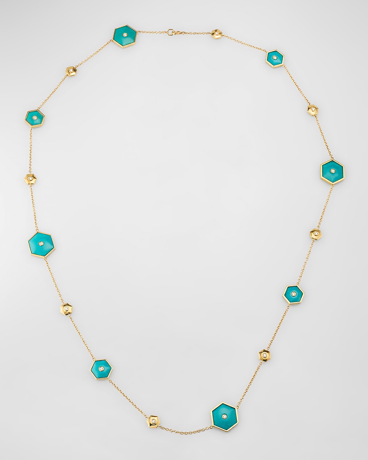Miseno Baia Sommersa Diamond and Turquoise Station Necklace