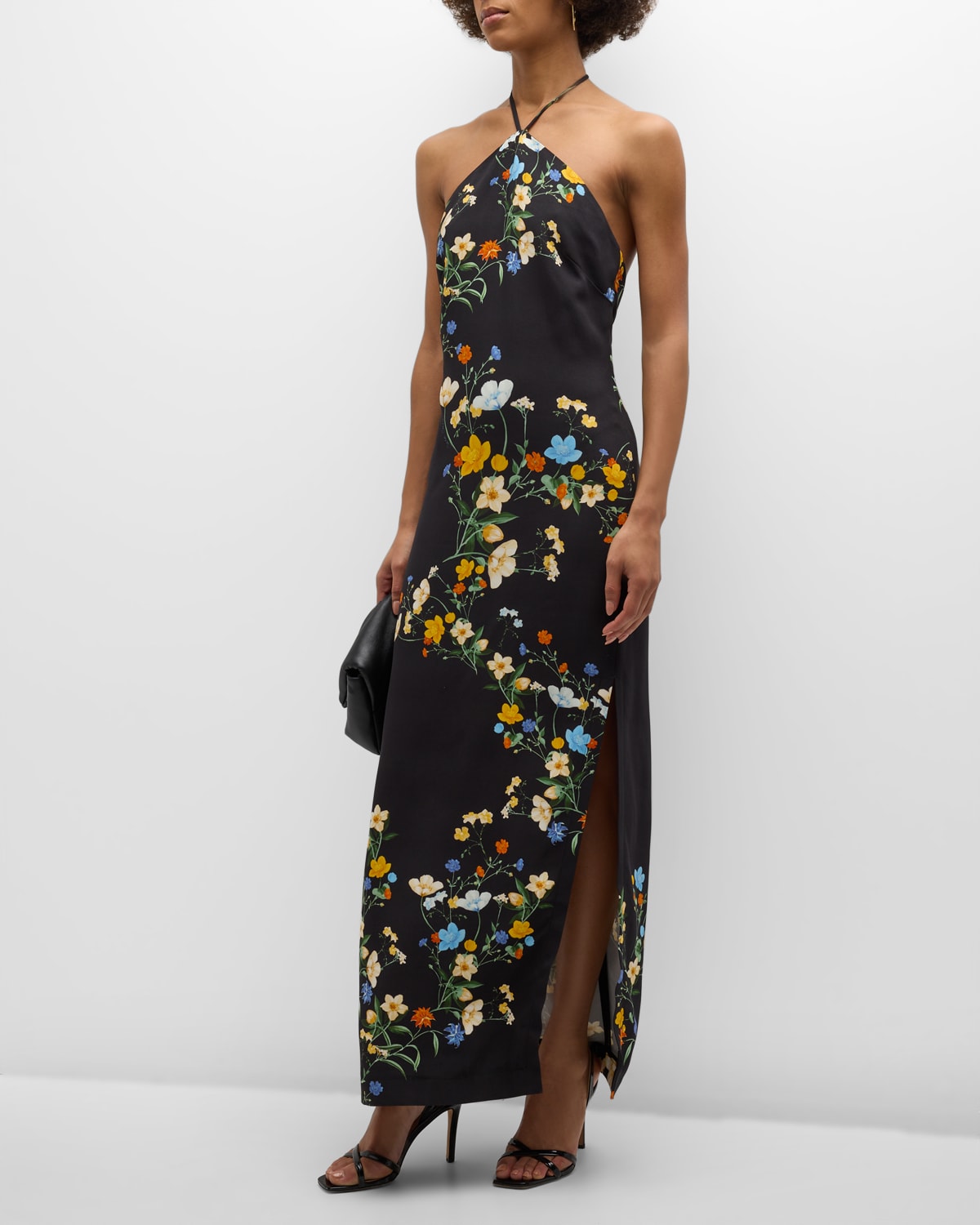 Cara Cara Davis Floral Jersey Maxi Halter Dress