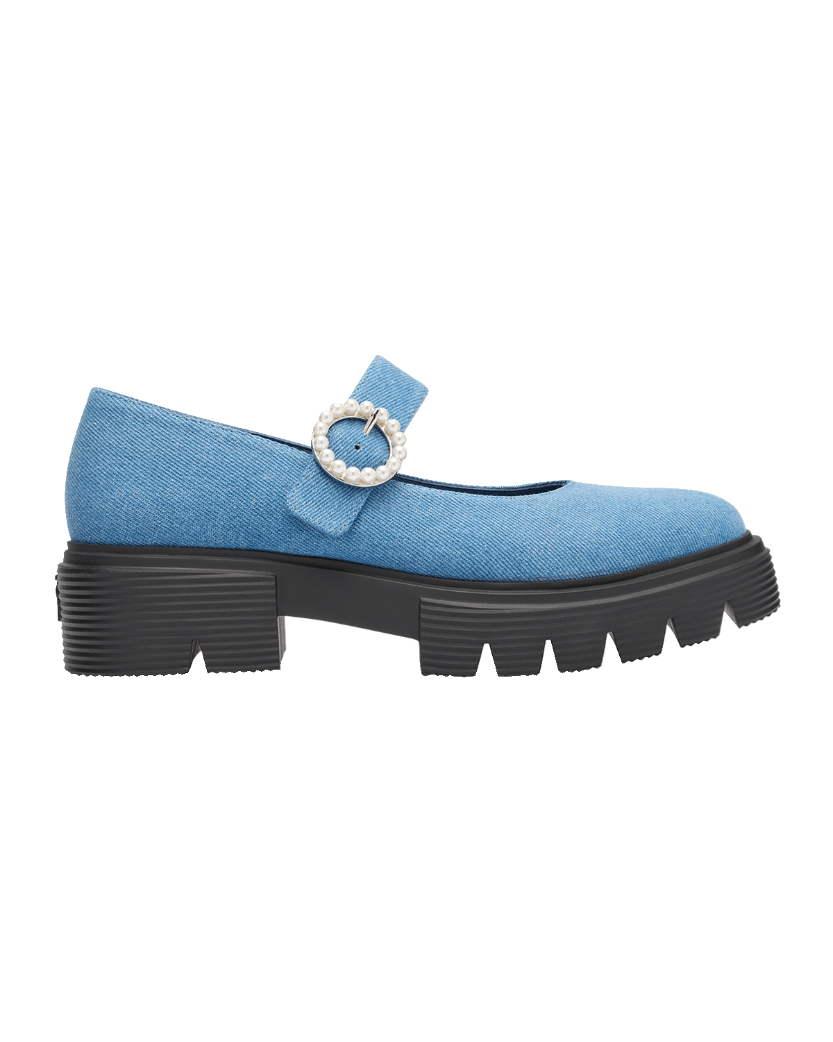 Stuart Weitzman Nolita Denim Pearly Mary Jane Loafers