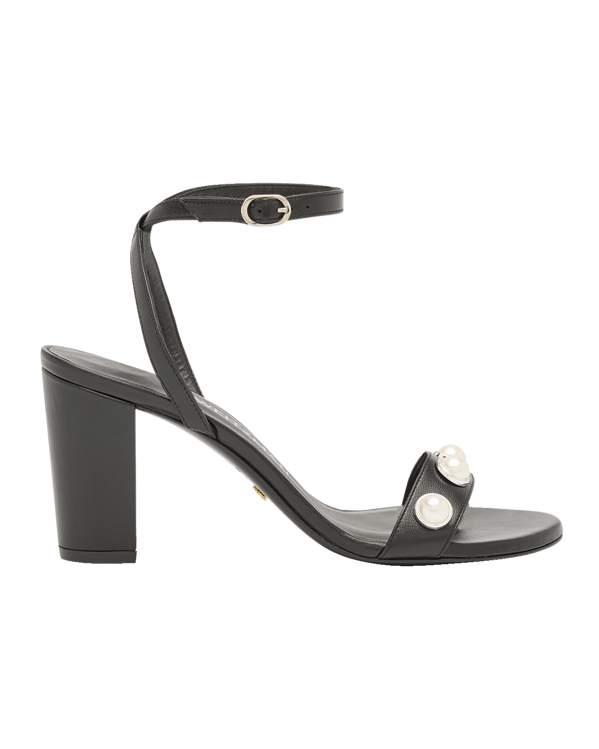 Stuart Weitzman Nearlybare Leather Pearly Ankle-Strap Sandals