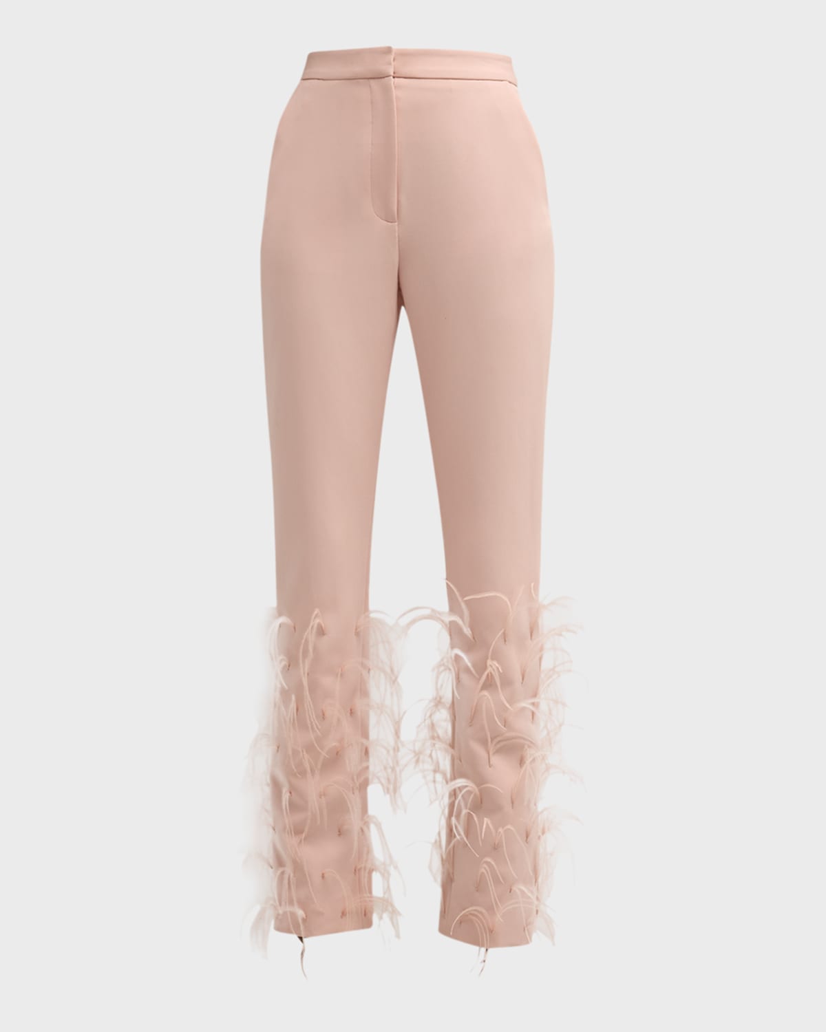 LAPOINTE High-Rise Feather-Hem Slim-Leg Matte Crepe Trousers