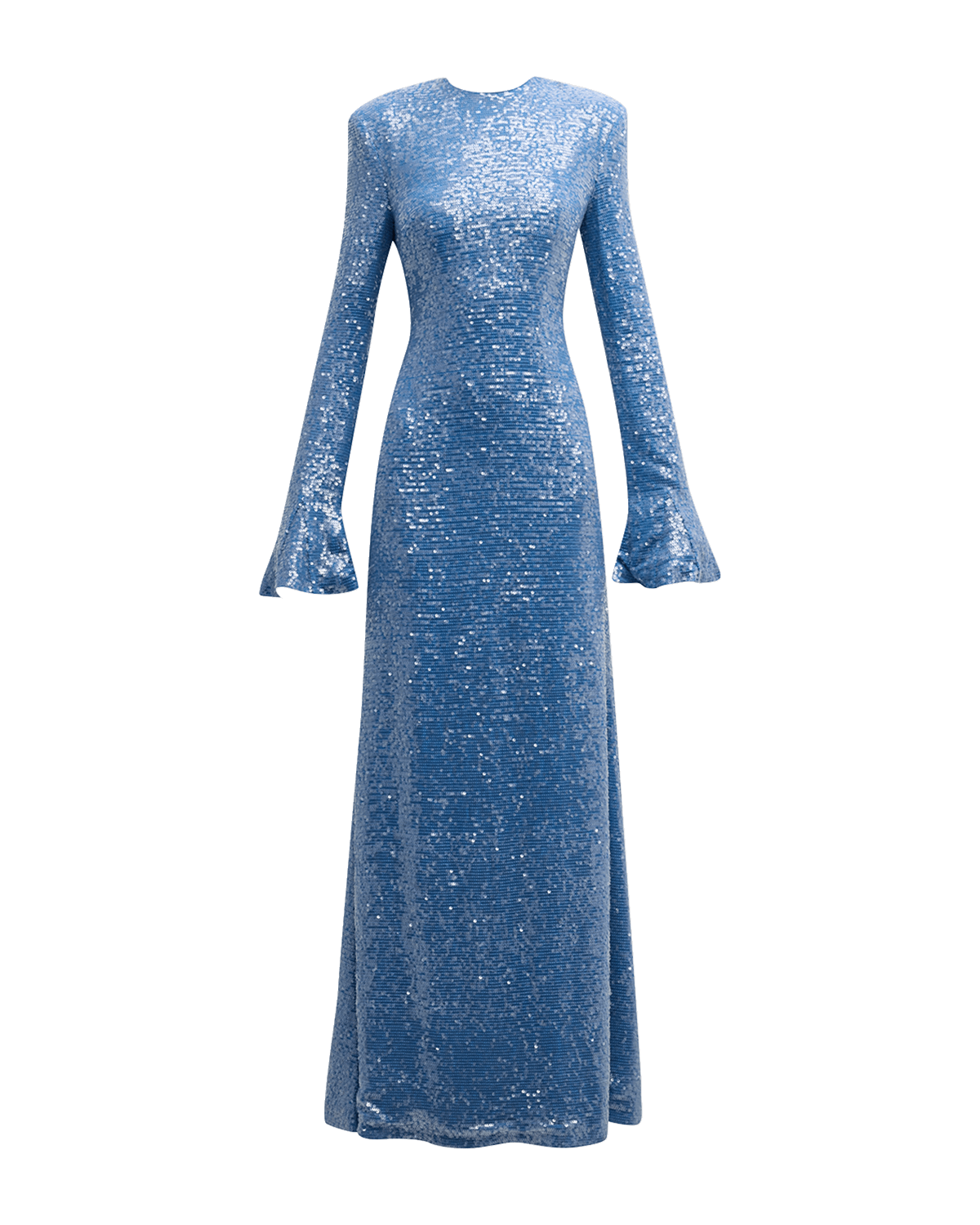 LAPOINTE Sequin Flare-Sleeve Strong-Shoulder Maxi Dress