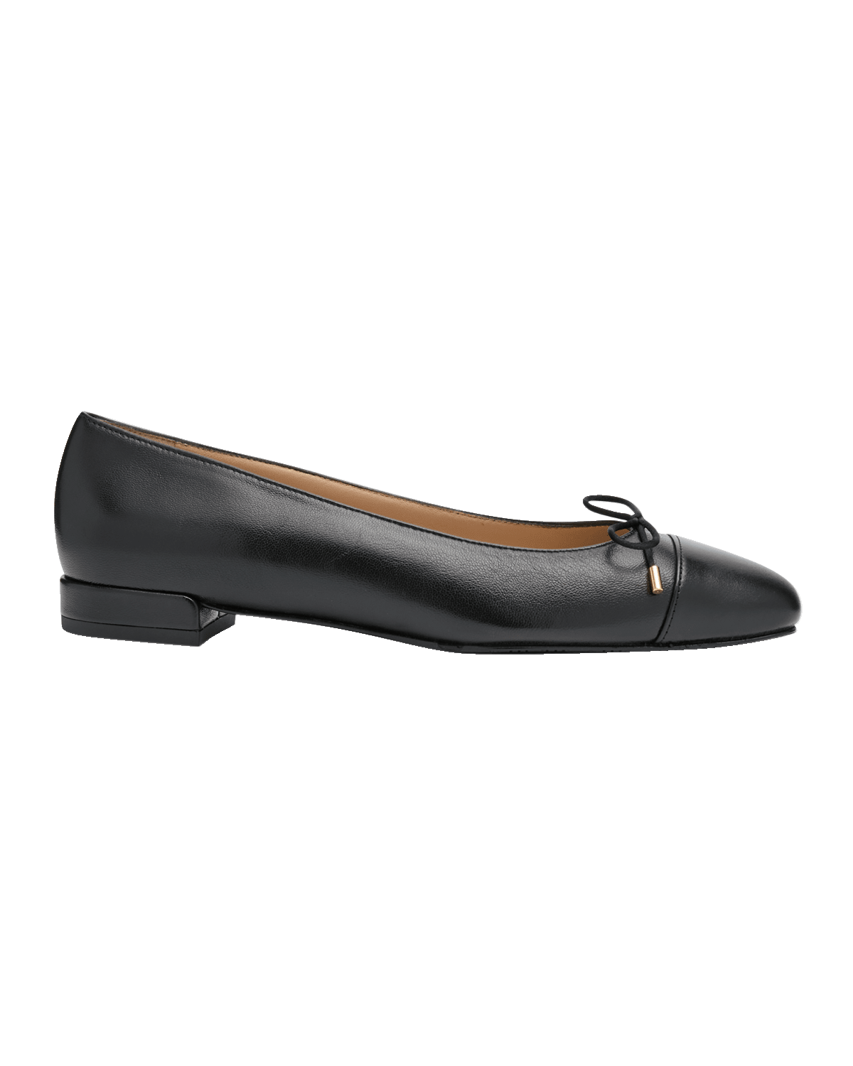 Stuart Weitzman Sleek Mixed Leather Bow Ballerina Flats
