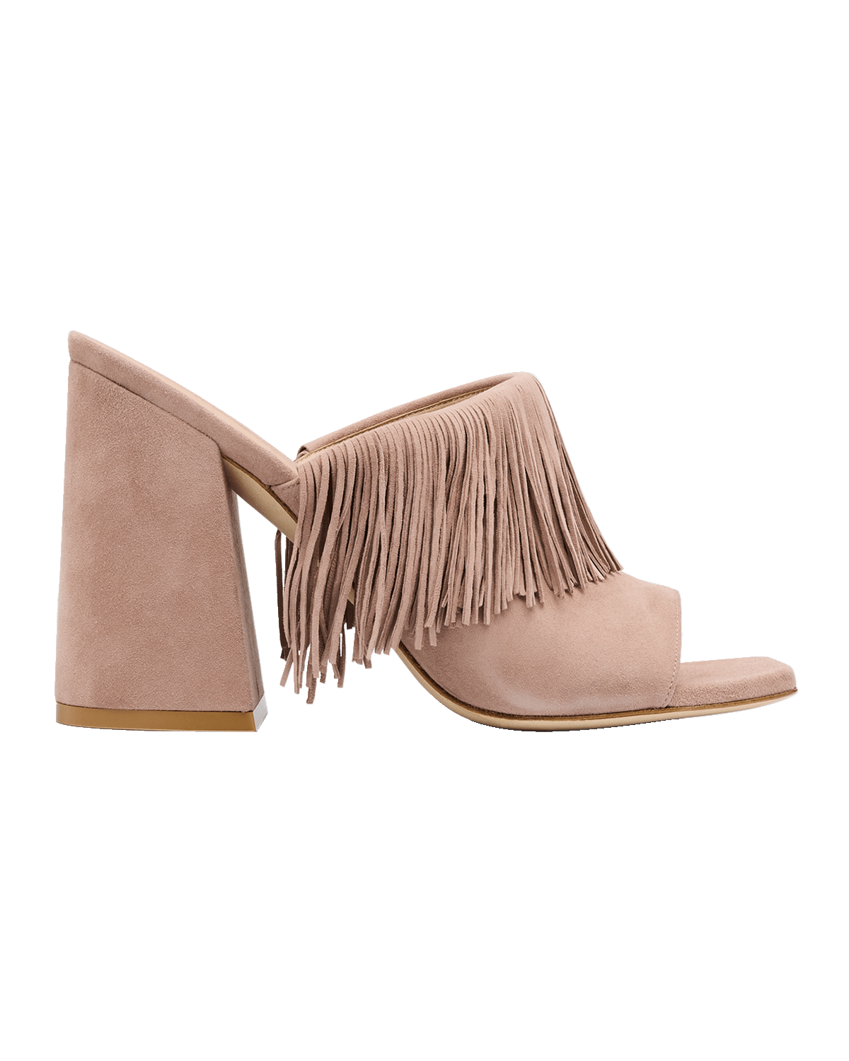 Stuart Weitzman Tia Suede Fringe Mule Sandals