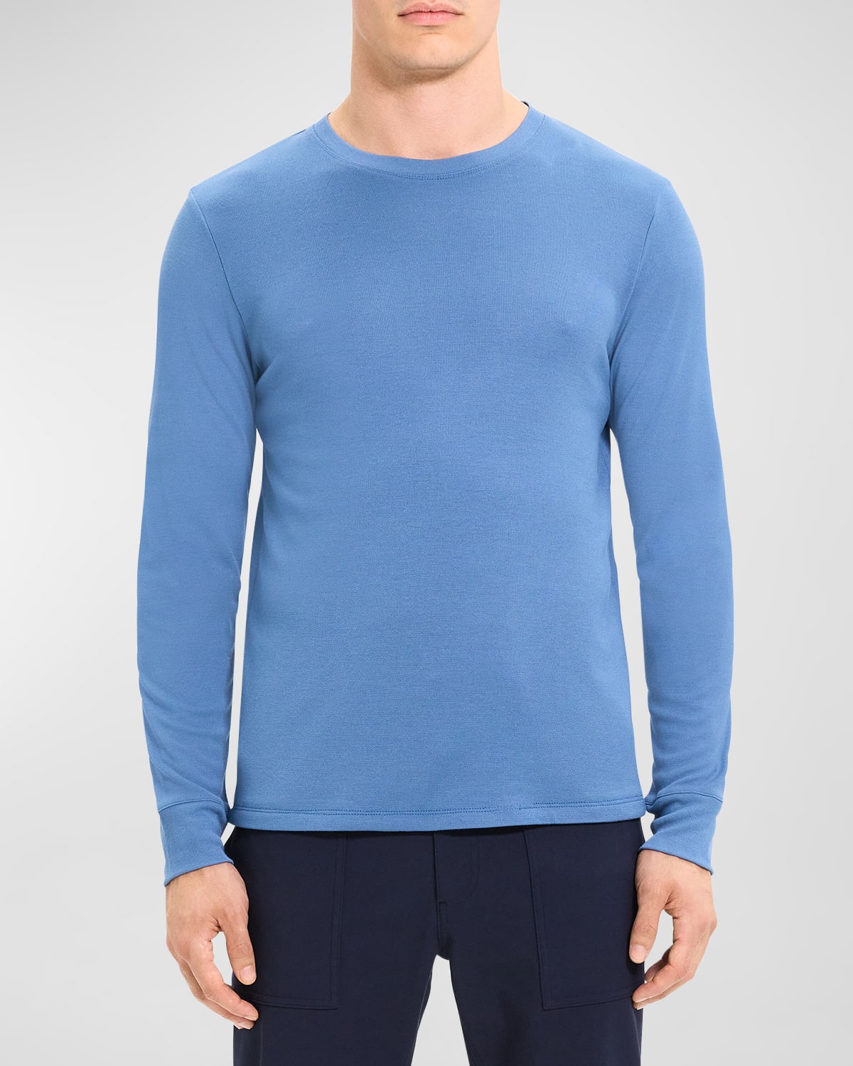 Theory Men's Essential Tee Long Sleeve in Anemone Milano