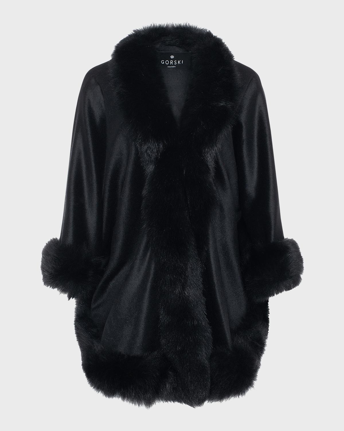 Gorski Cashmere Capelet with Lamb Shearling Trim