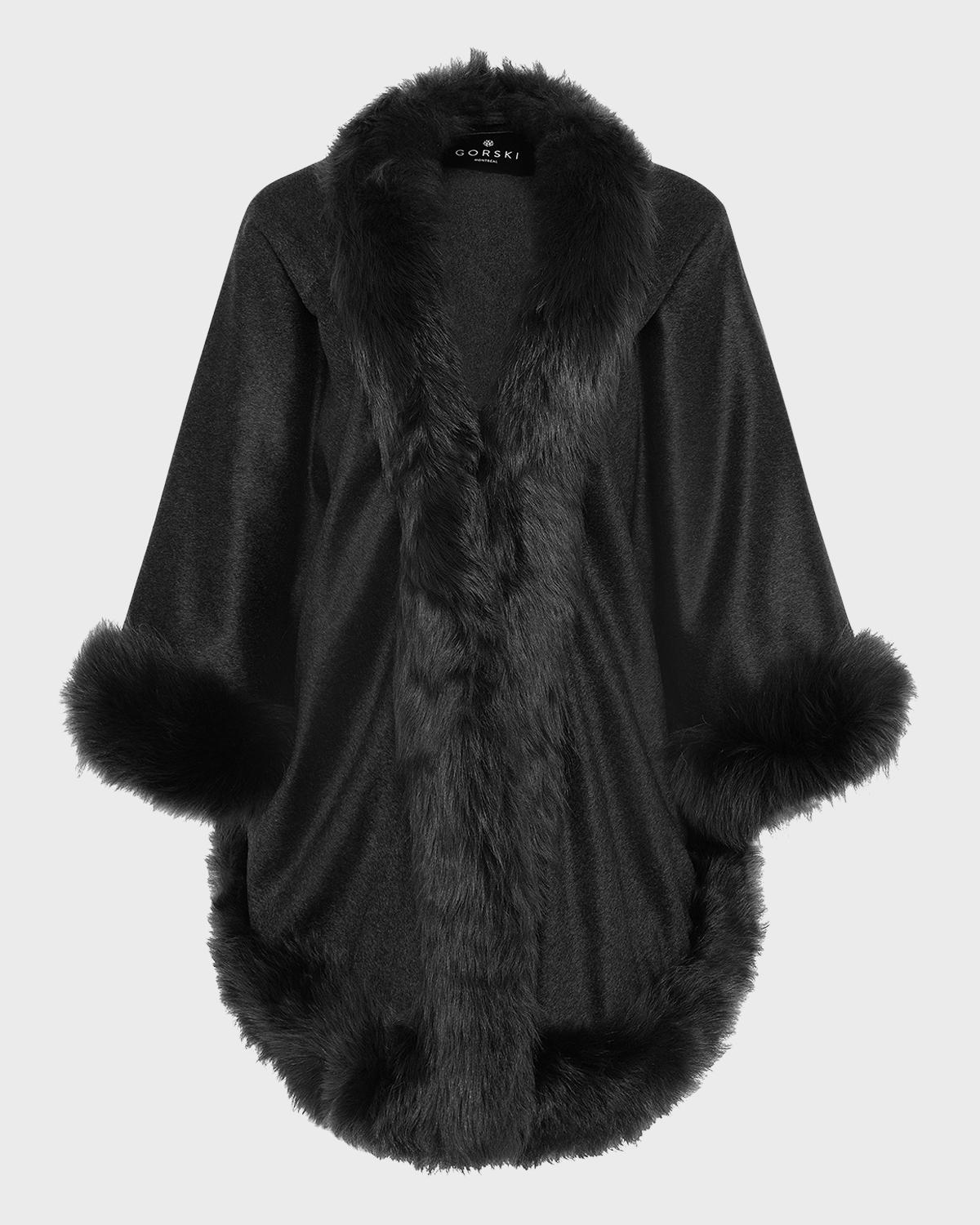 Gorski Cashmere Capelet with Lamb Shearling Trim