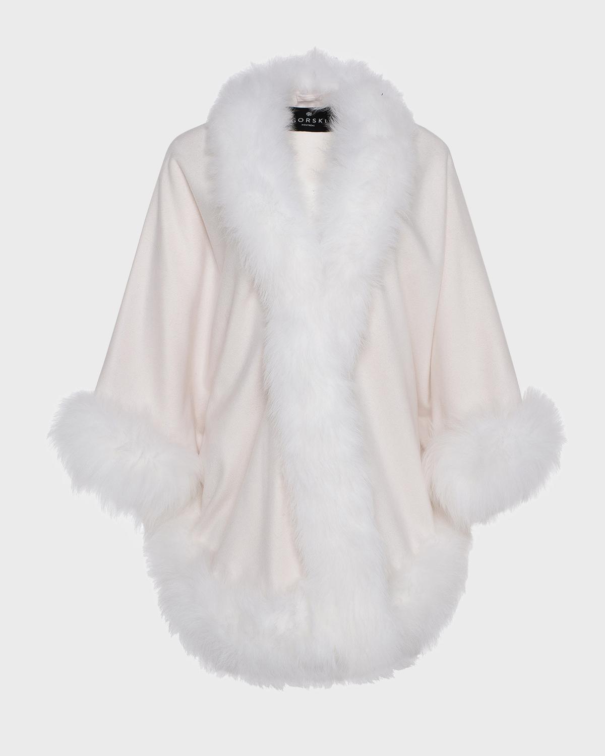 Gorski Cashmere Capelet with Lamb Shearling Trim