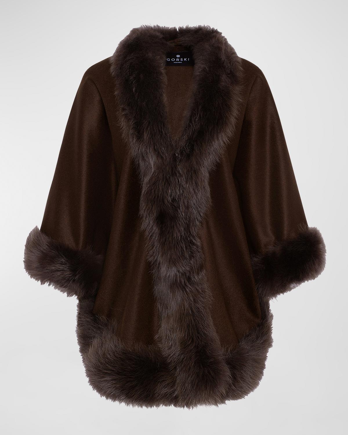 Gorski Cashmere Capelet with Lamb Shearling Trim