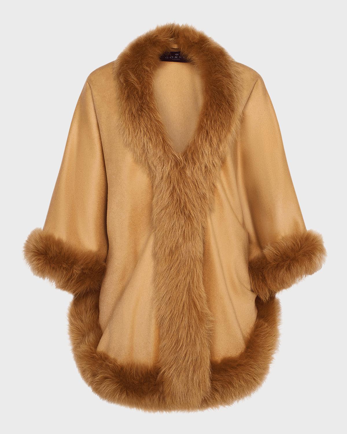 Gorski Cashmere Capelet with Lamb Shearling Trim