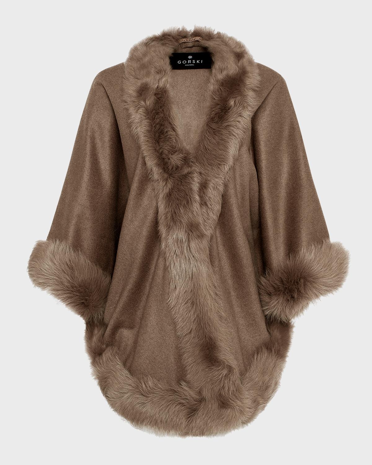 Gorski Cashmere Capelet with Lamb Shearling Trim