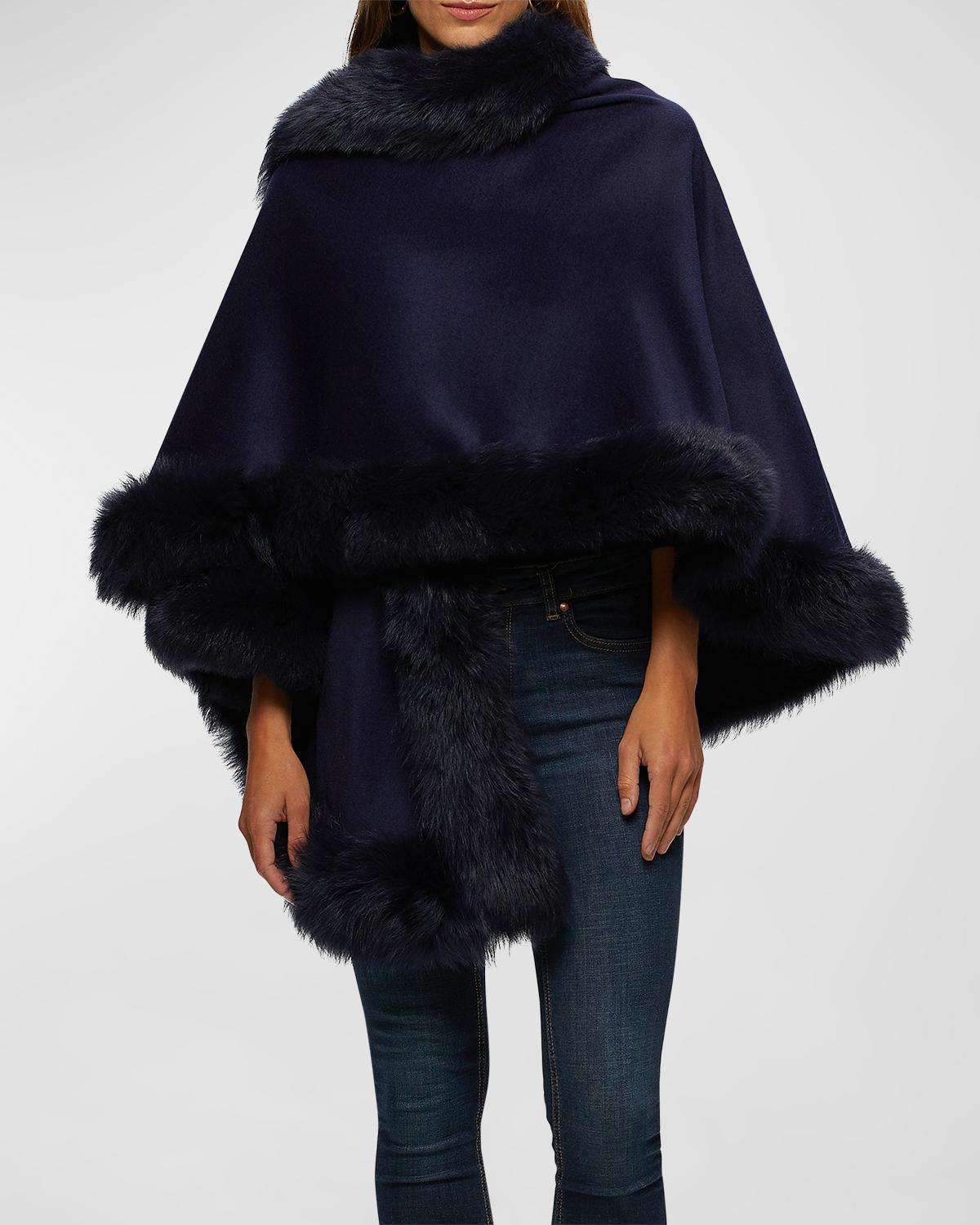 Gorski Cashmere Capelet with Lamb Shearling Trim