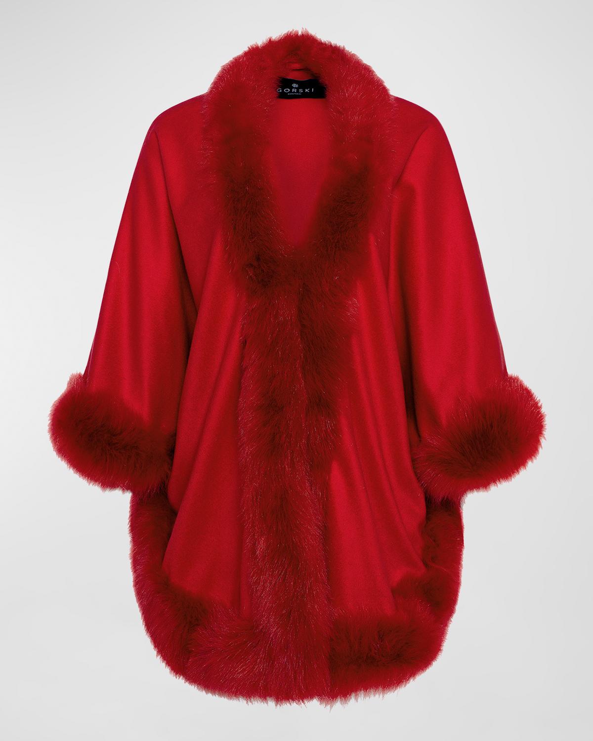 Gorski Cashmere Capelet with Lamb Shearling Trim