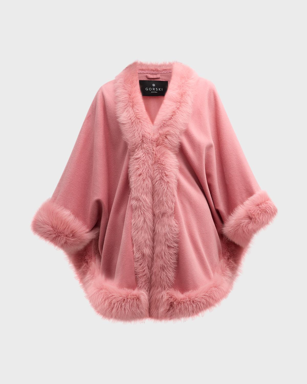 Gorski Cashmere Capelet with Lamb Shearling Trim