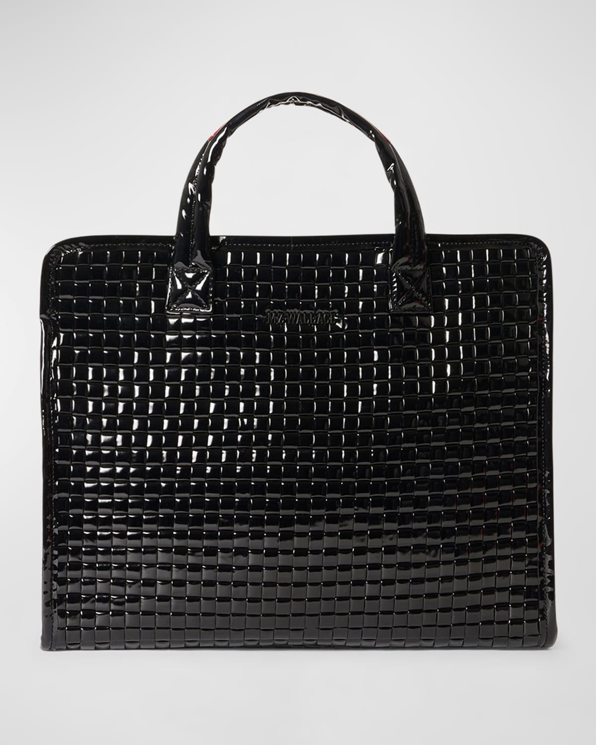 MZ WALLACE Medium Woven Patent Box Tote Bag