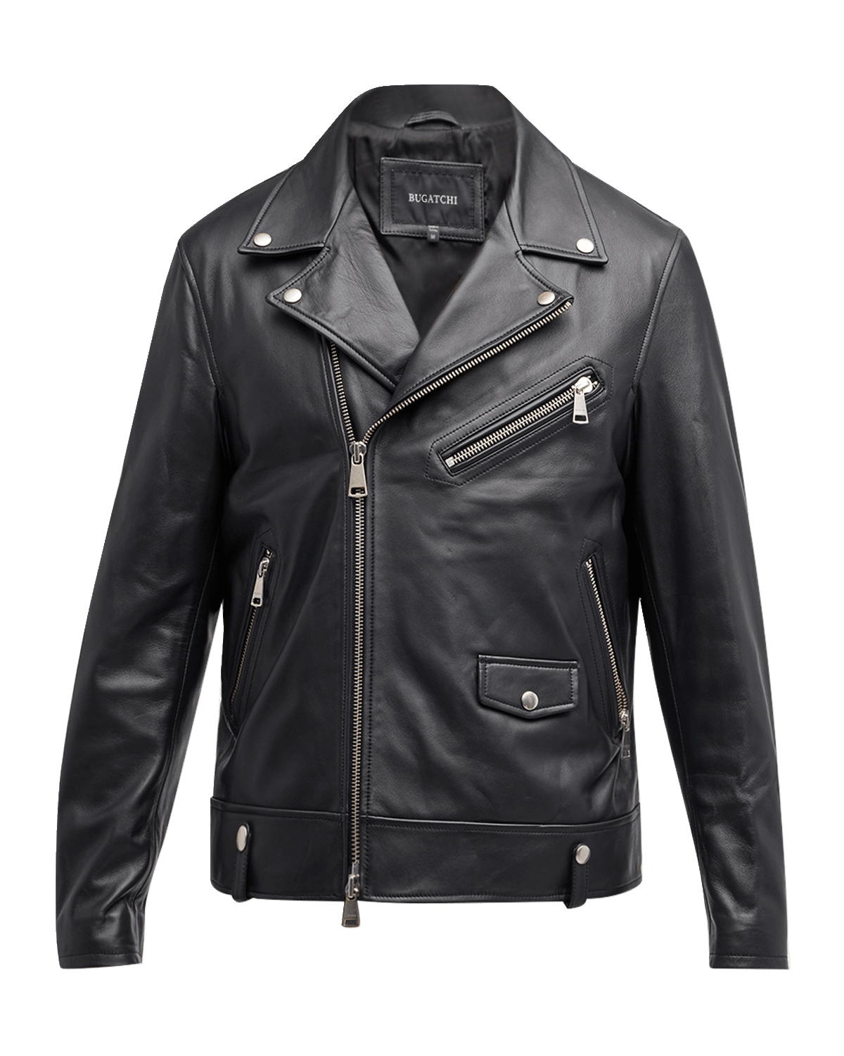 Bugatchi Men's Full-Zip Leather Biker Jacket