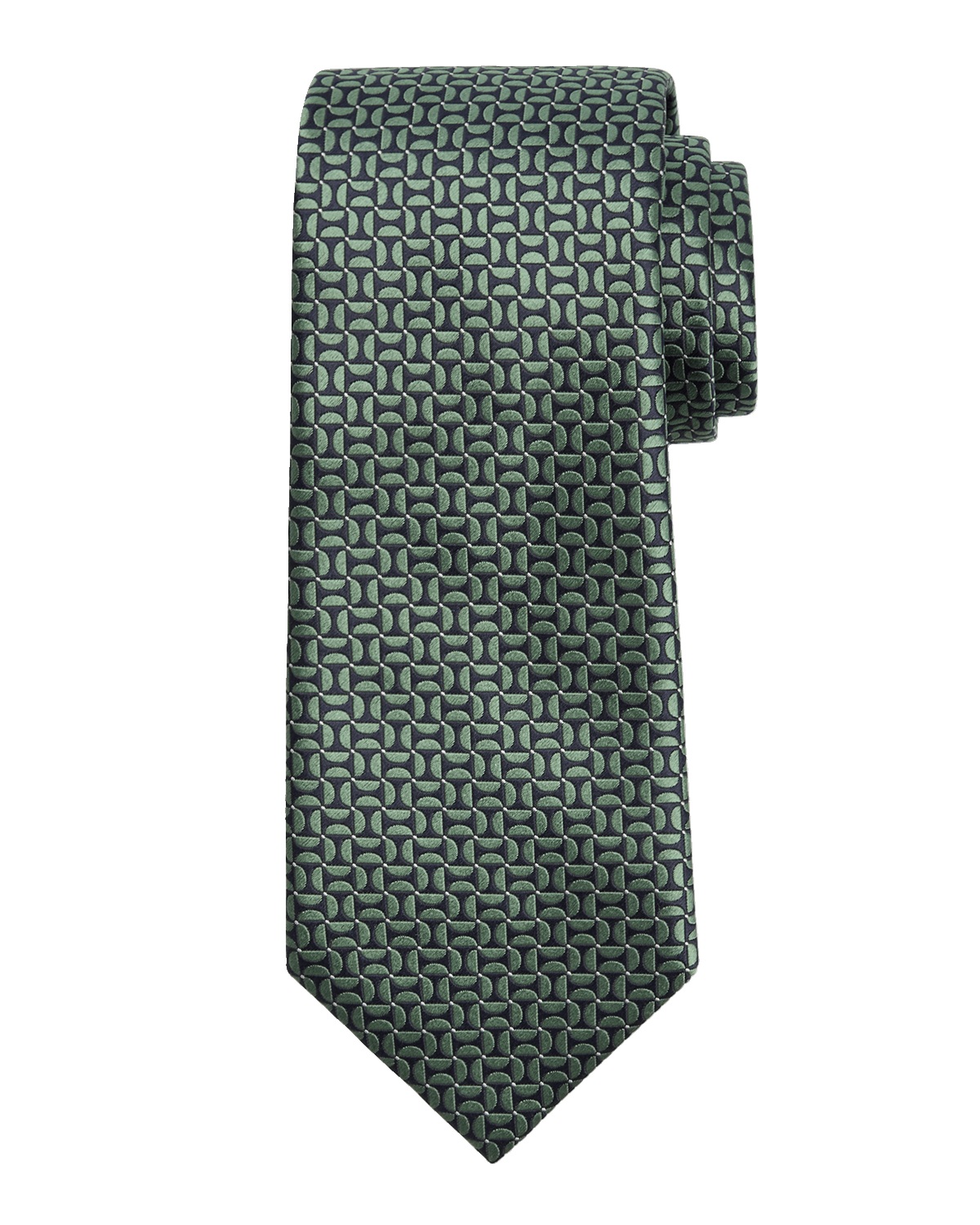 ZEGNA Men's Mulberry Silk Half-Circle Jacquard Tie