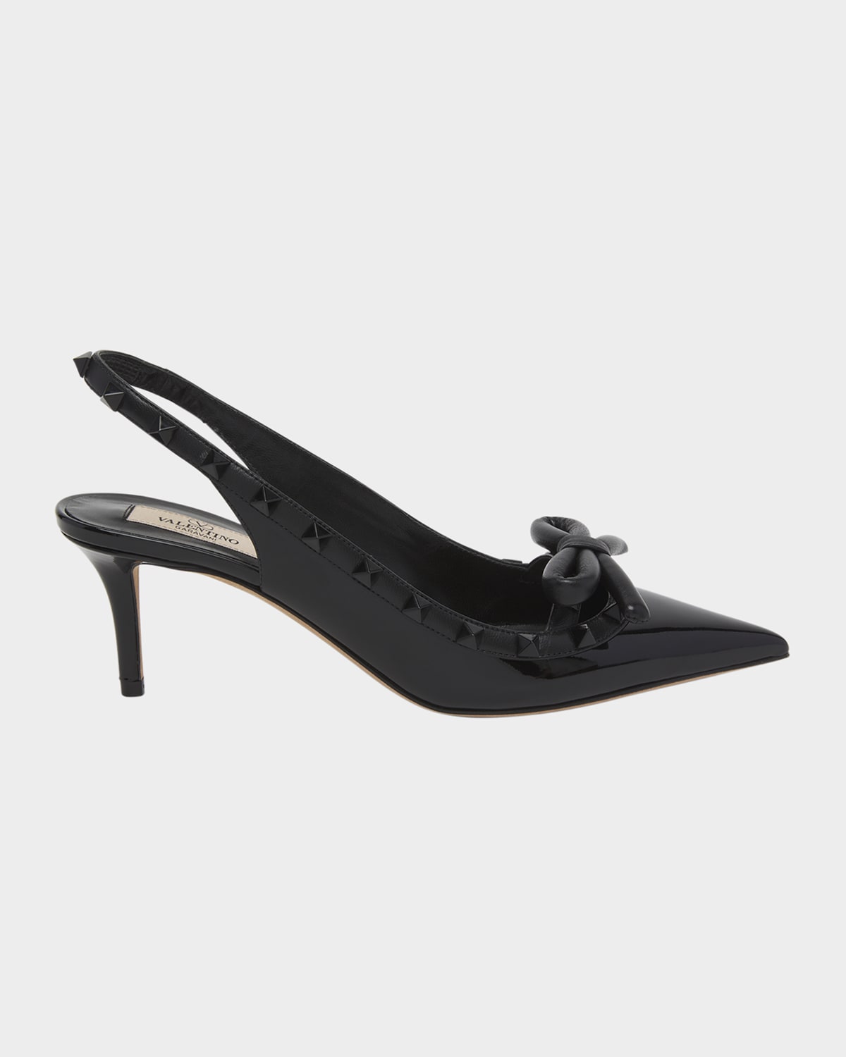 Valentino Garavani Rockstud Patent Bow Slingback Pumps