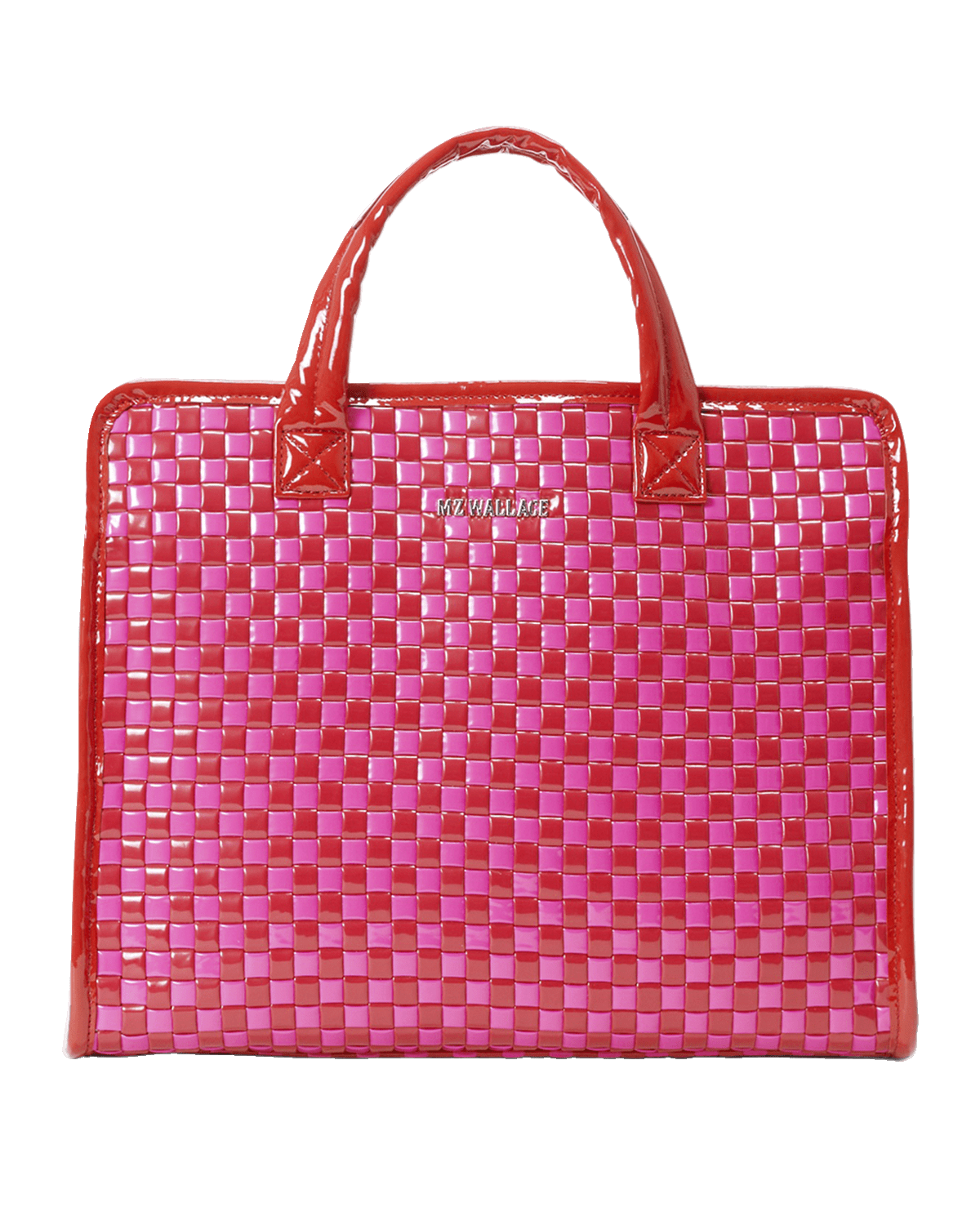 MZ WALLACE Medium Woven Patent Box Tote Bag