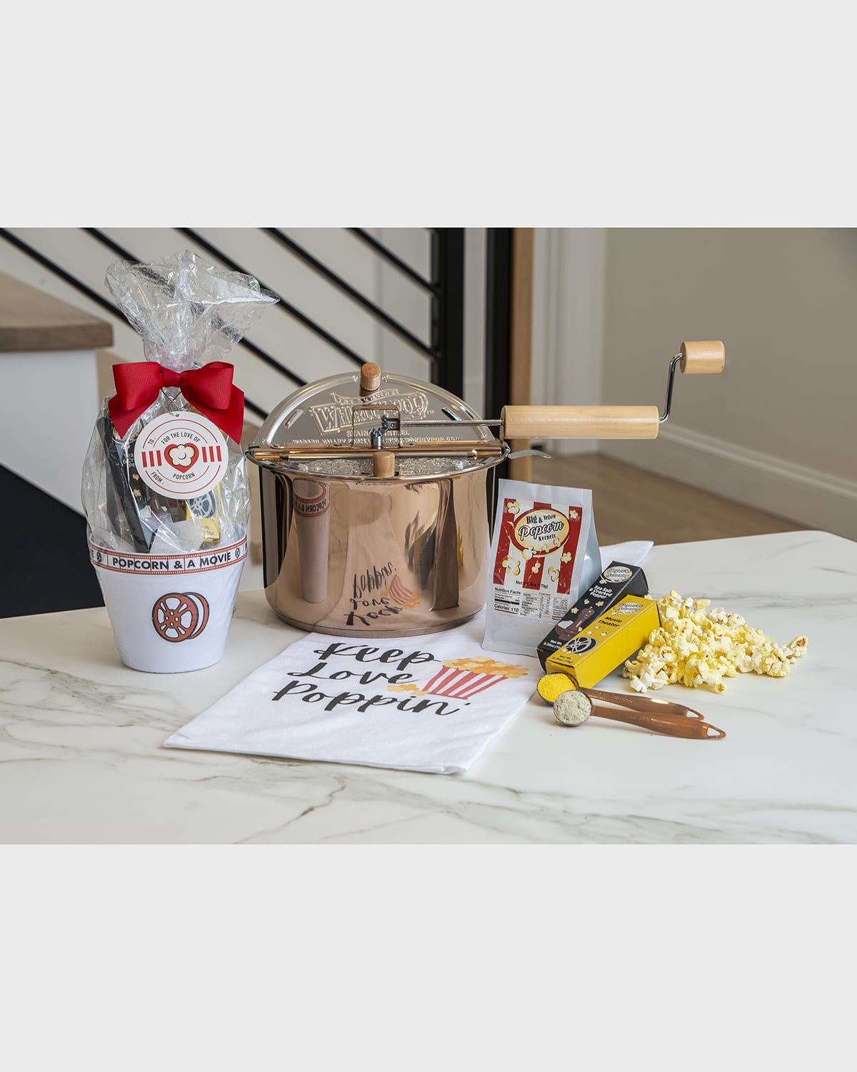 Wabash Valley Farms For the Love Set Popcorn Set with Copper Plated Whirley Pop