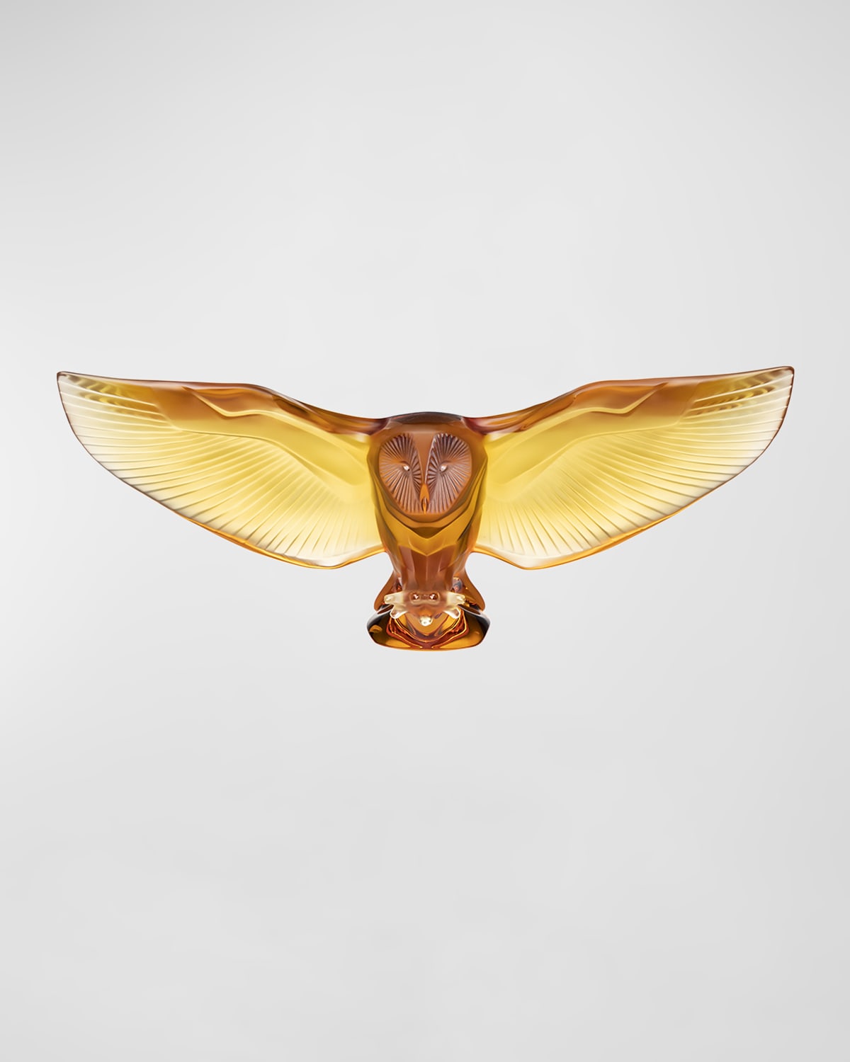 Lalique Barn Owl Sculpture, Amber