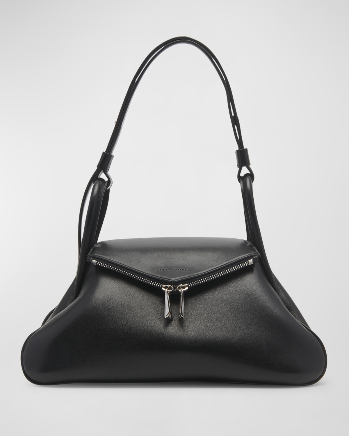 Amina Muaddi Gemini Zip Napa Leather Shoulder Bag
