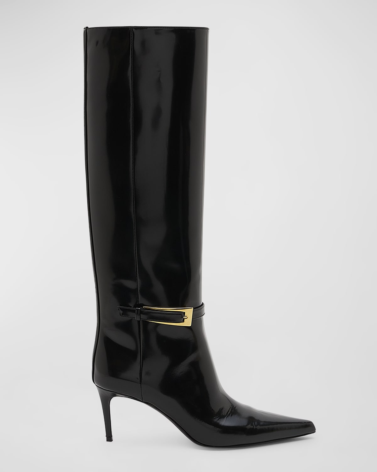 Saint Laurent Lee Patent Buckle Knee Boots