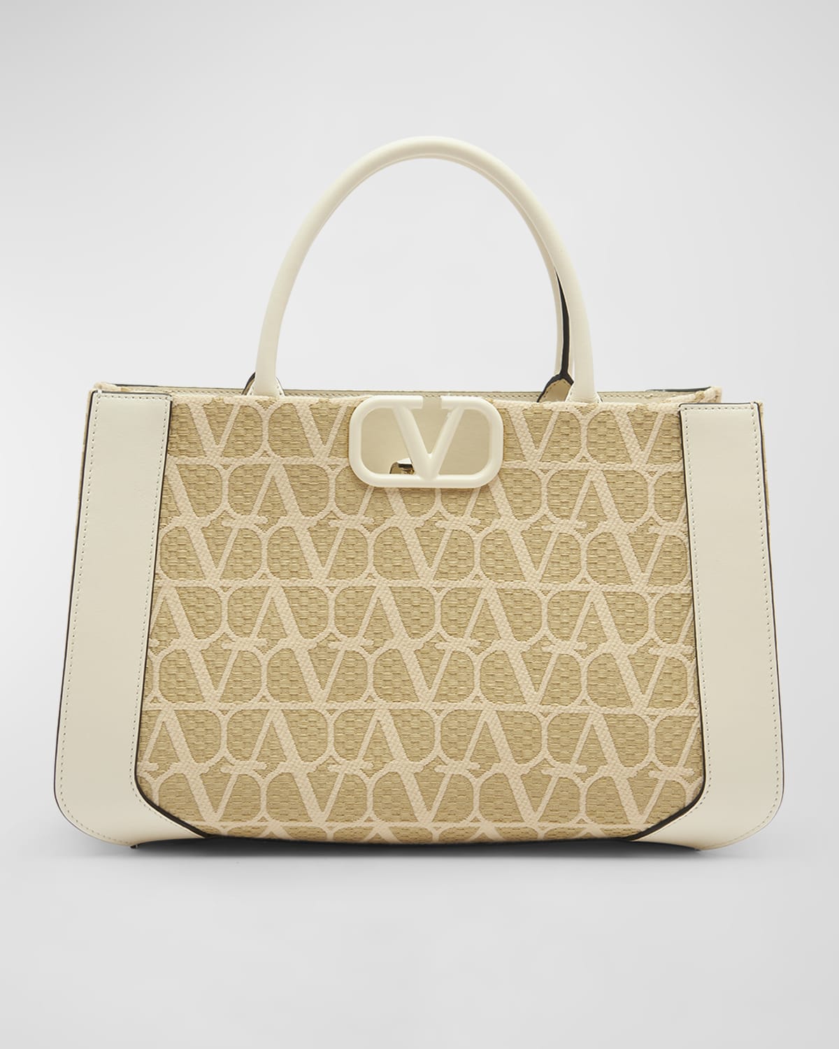 Valentino Garavani Medium VLOGO Iconographe Raffia Tote Bag