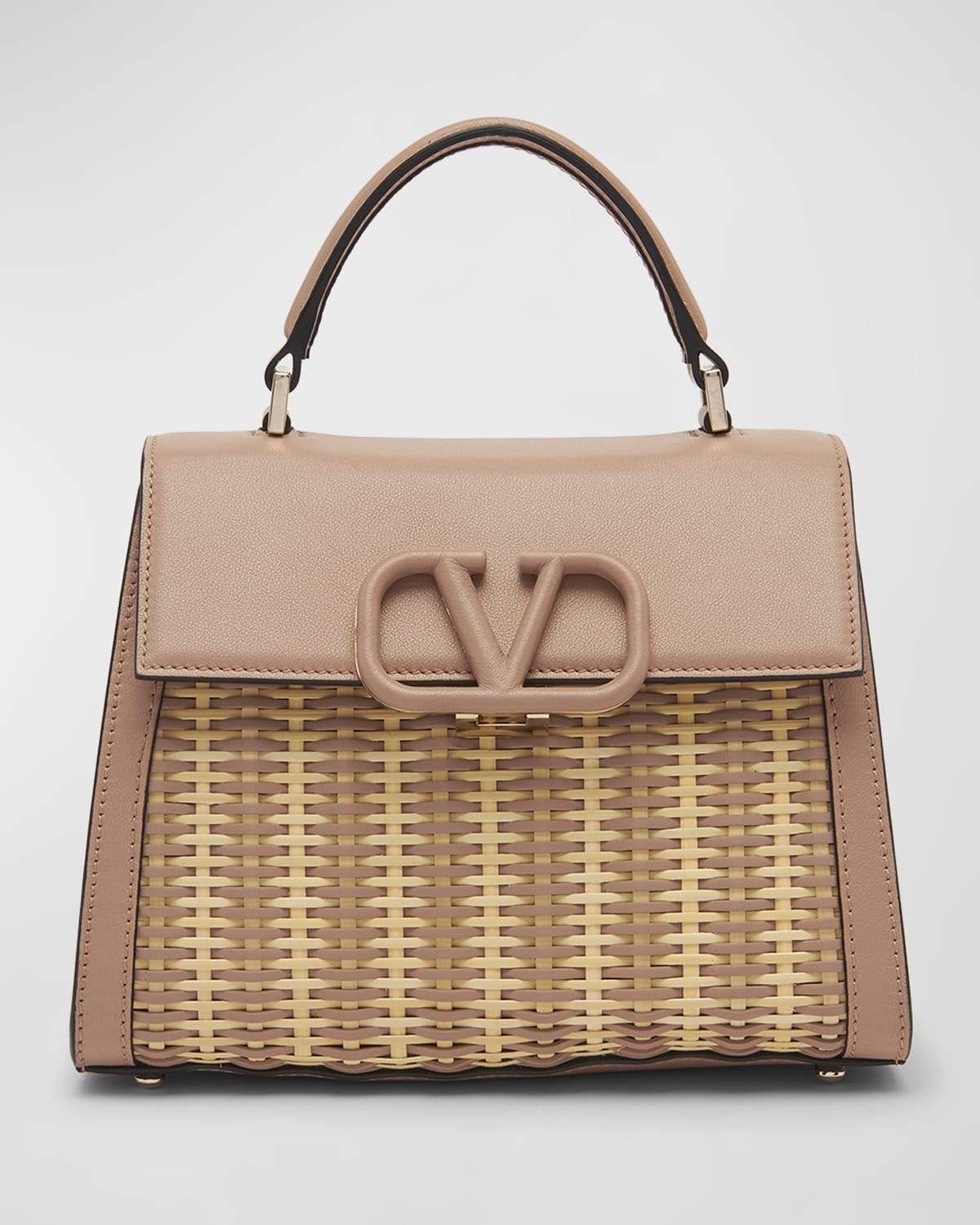 Valentino Garavani VSLING Small Straw Top-Handle Bag