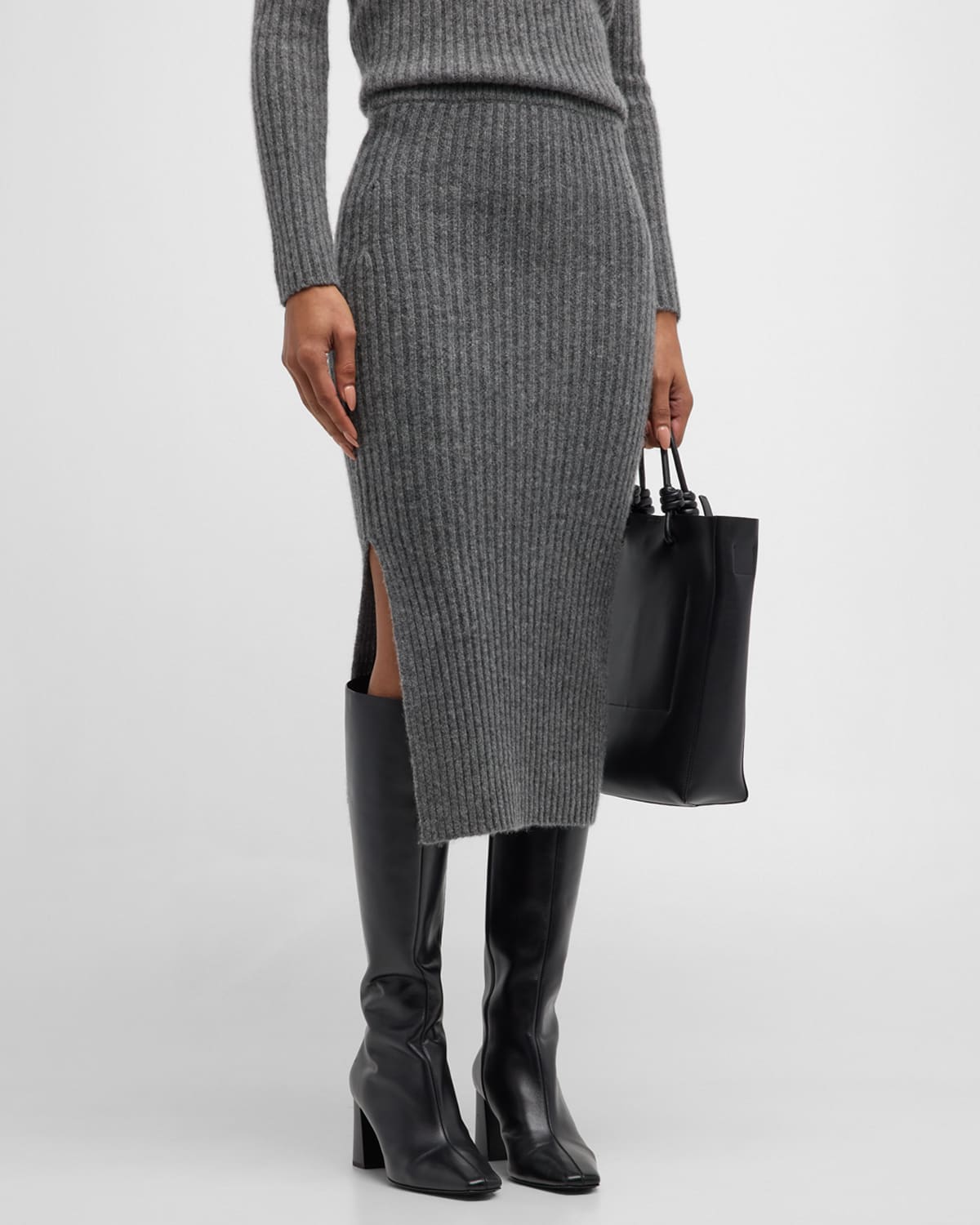 TSE Cashmere Cashmere Ribbed Midi Pencil Skirt