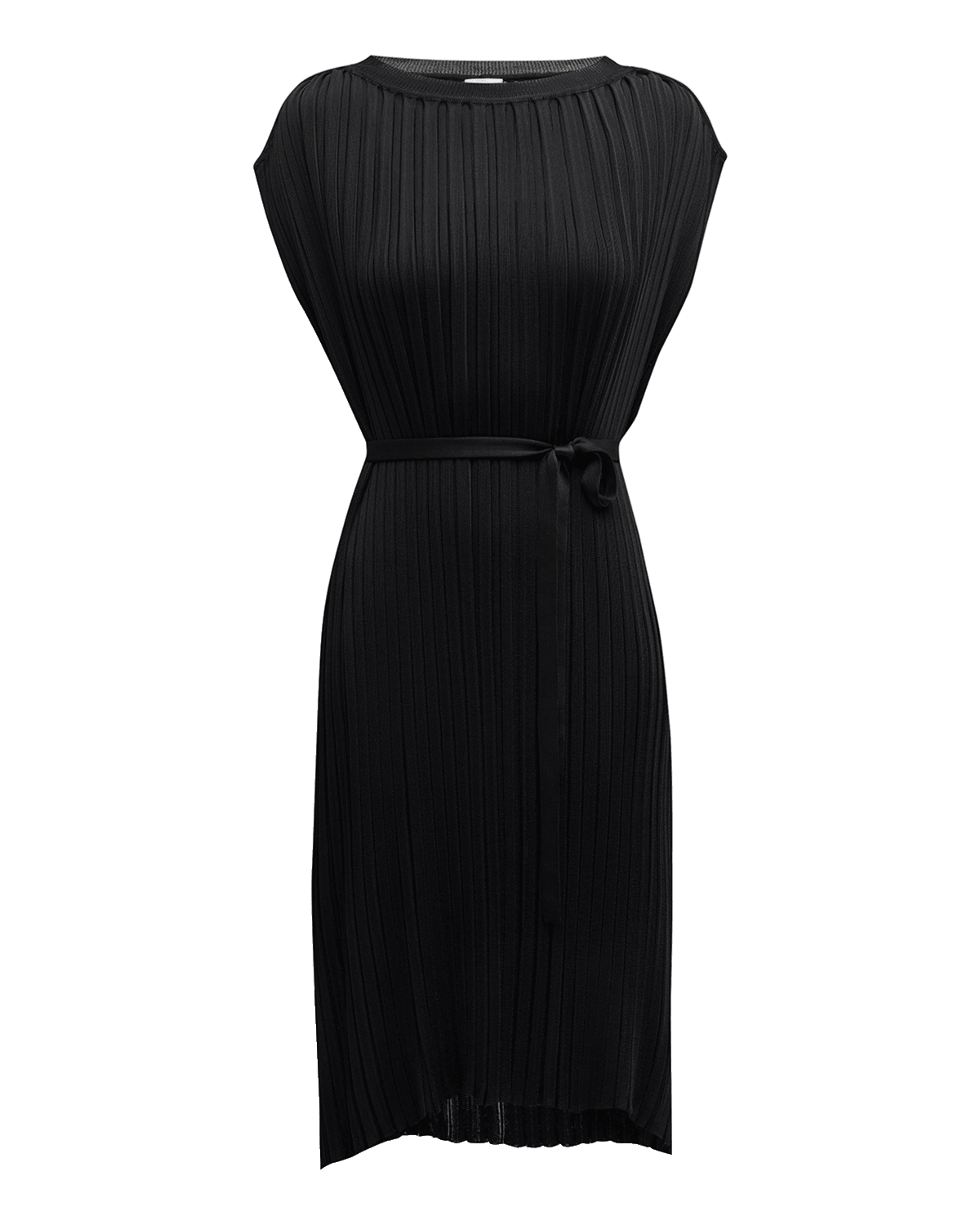 TSE Cashmere Ribbed Cap-Sleeve High-Low Midi Dress