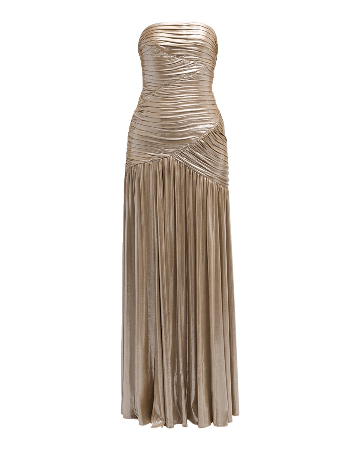 Retrofete Josie Strapless Lamé Slit Gown