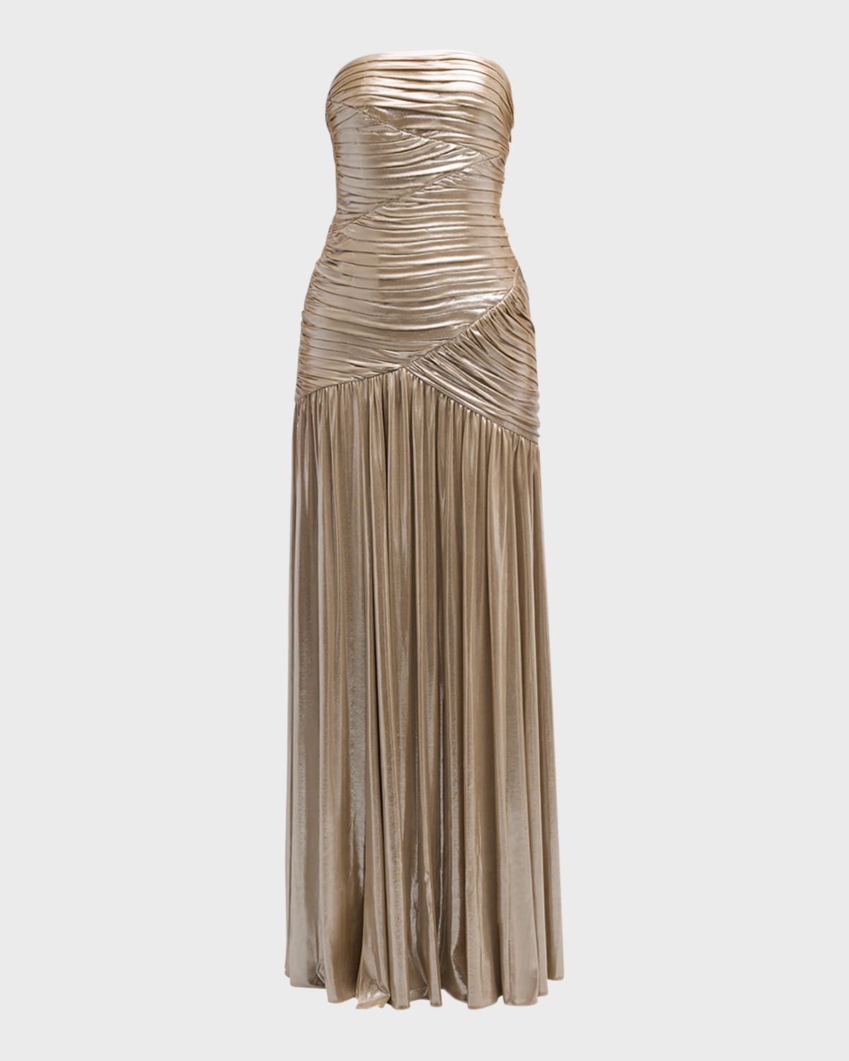 Retrofete Josie Strapless Lamé Slit Gown