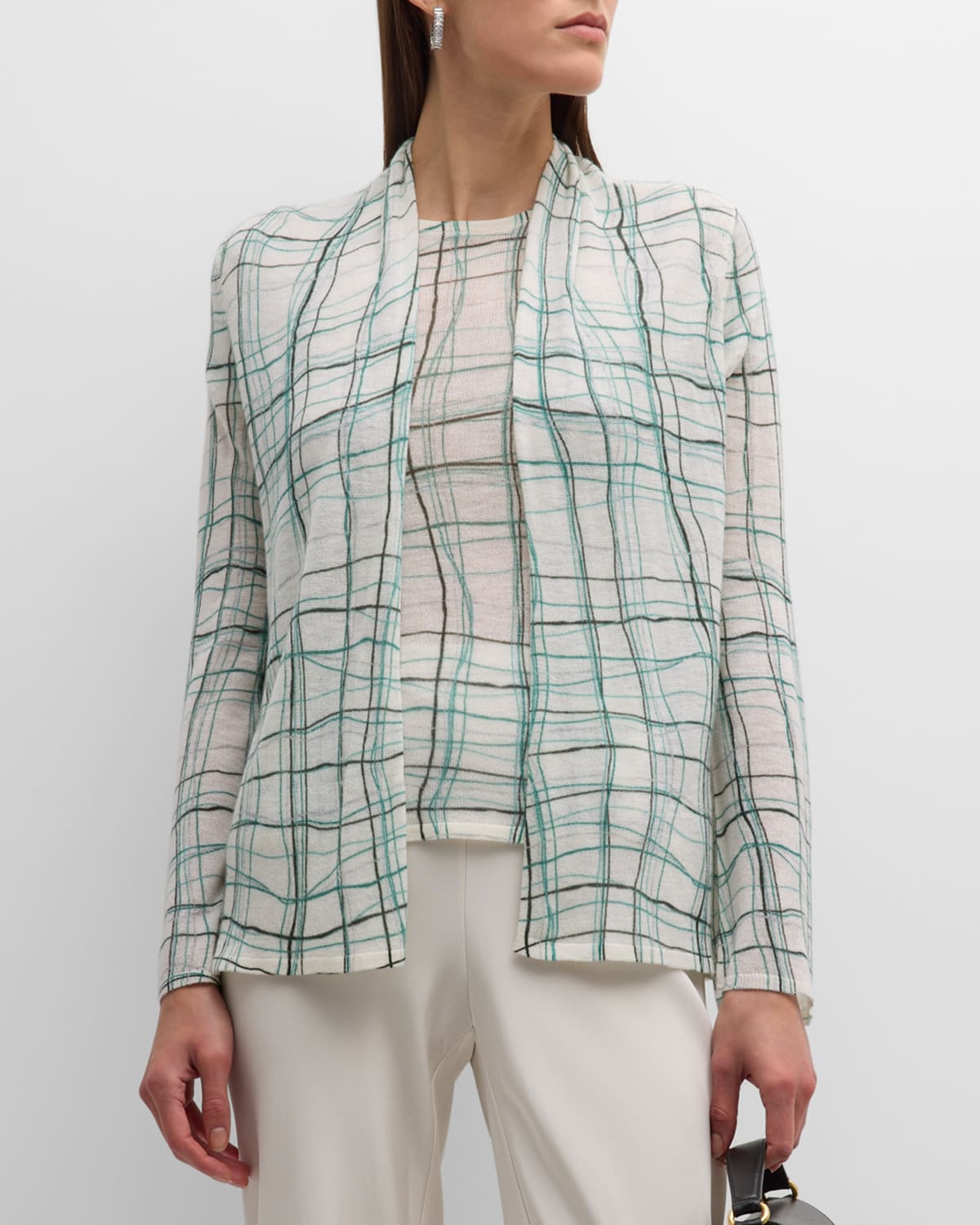 TSE Cashmere Cashmere Printed Open-Front Cardigan