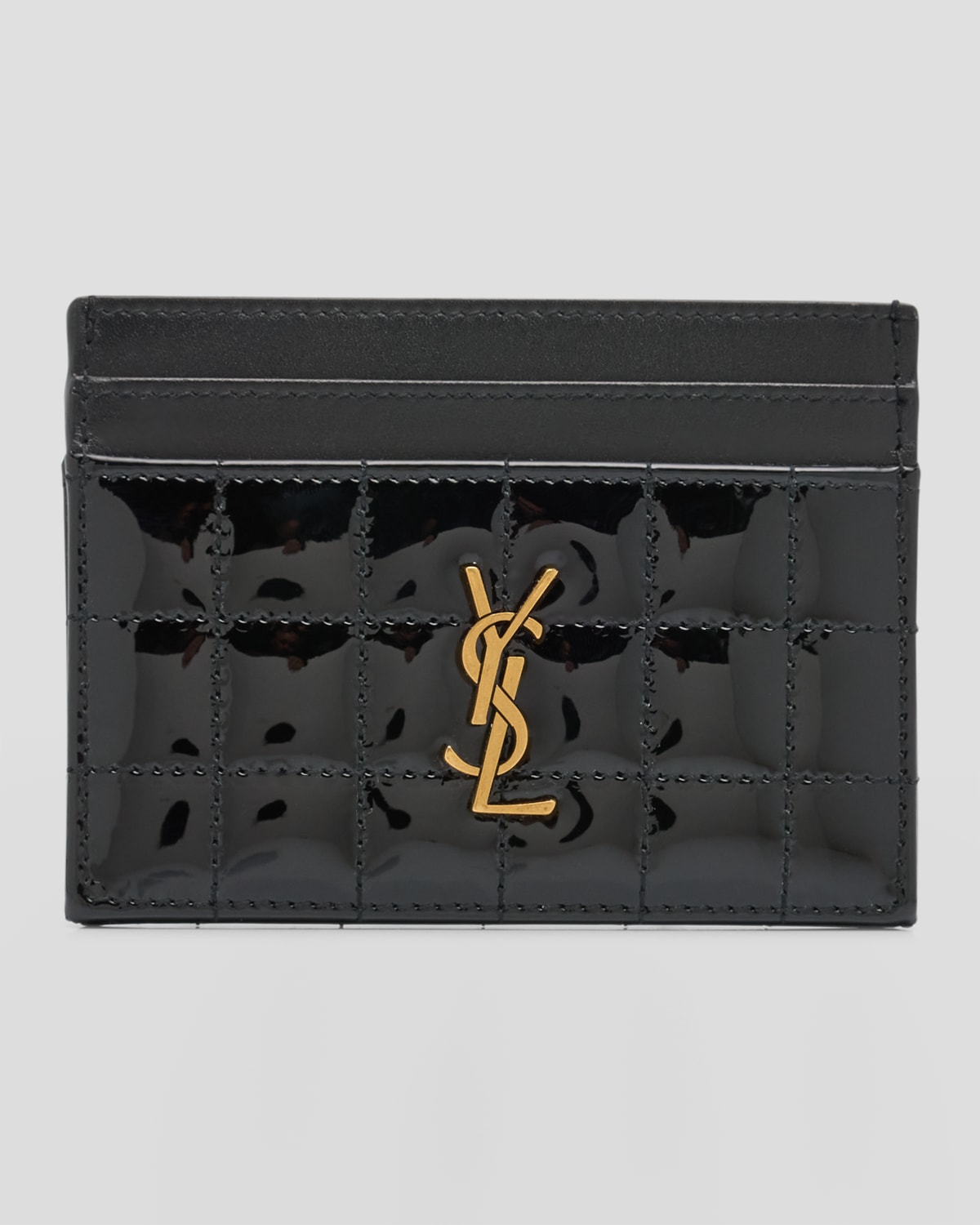 Saint Laurent Cassandre YSL Card Case in Quilted Patent Leather