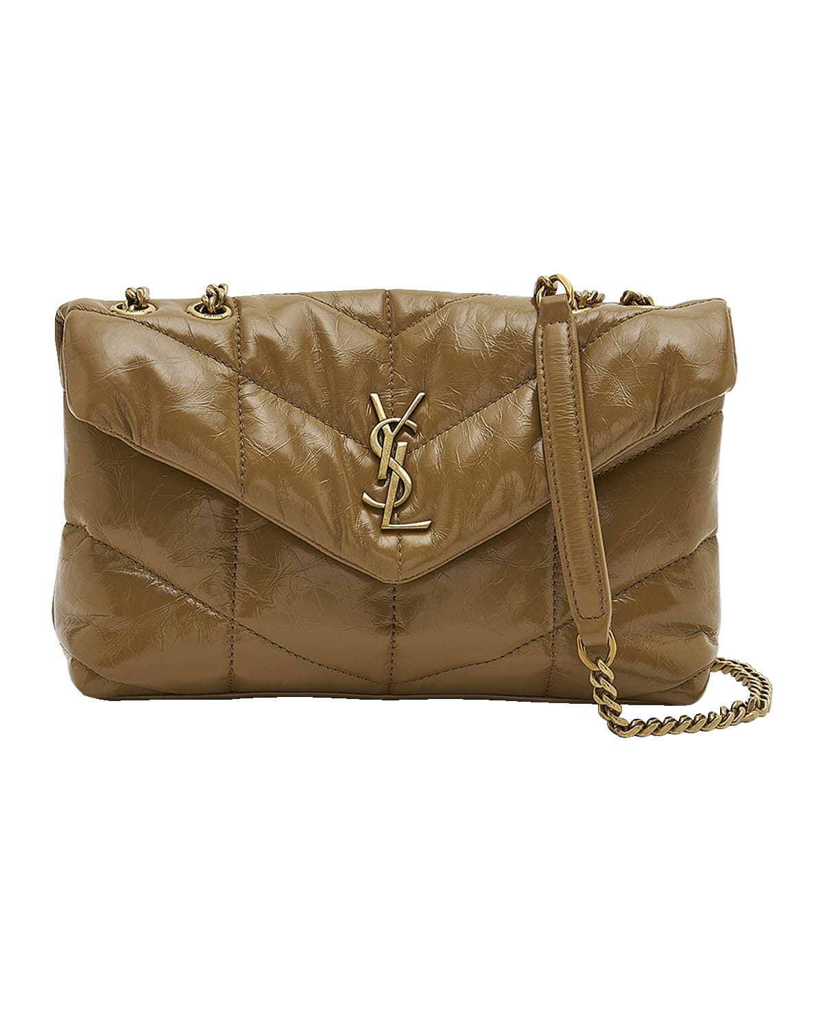 Saint Laurent Lou Puffer Toy YSL Shoulder Bag in Quilted Crinkled Leather