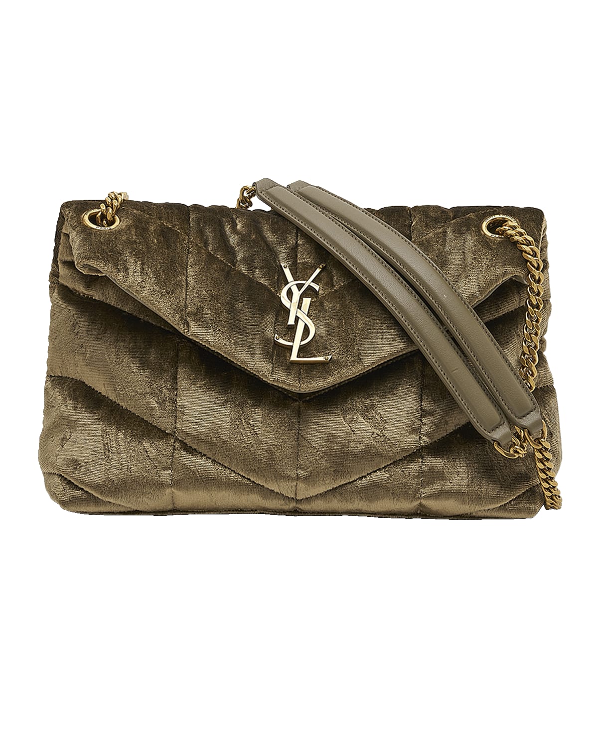 Saint Laurent Lou Puffer Small YSL Shoulder Bag in Quilted Velvet