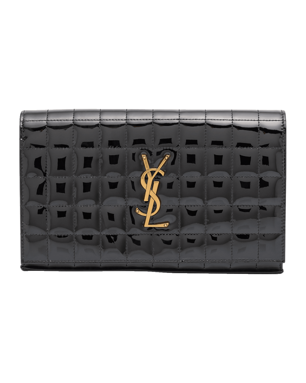 Saint Laurent Cassandre YSL Wallet on Chain in Quilted Patent Leather