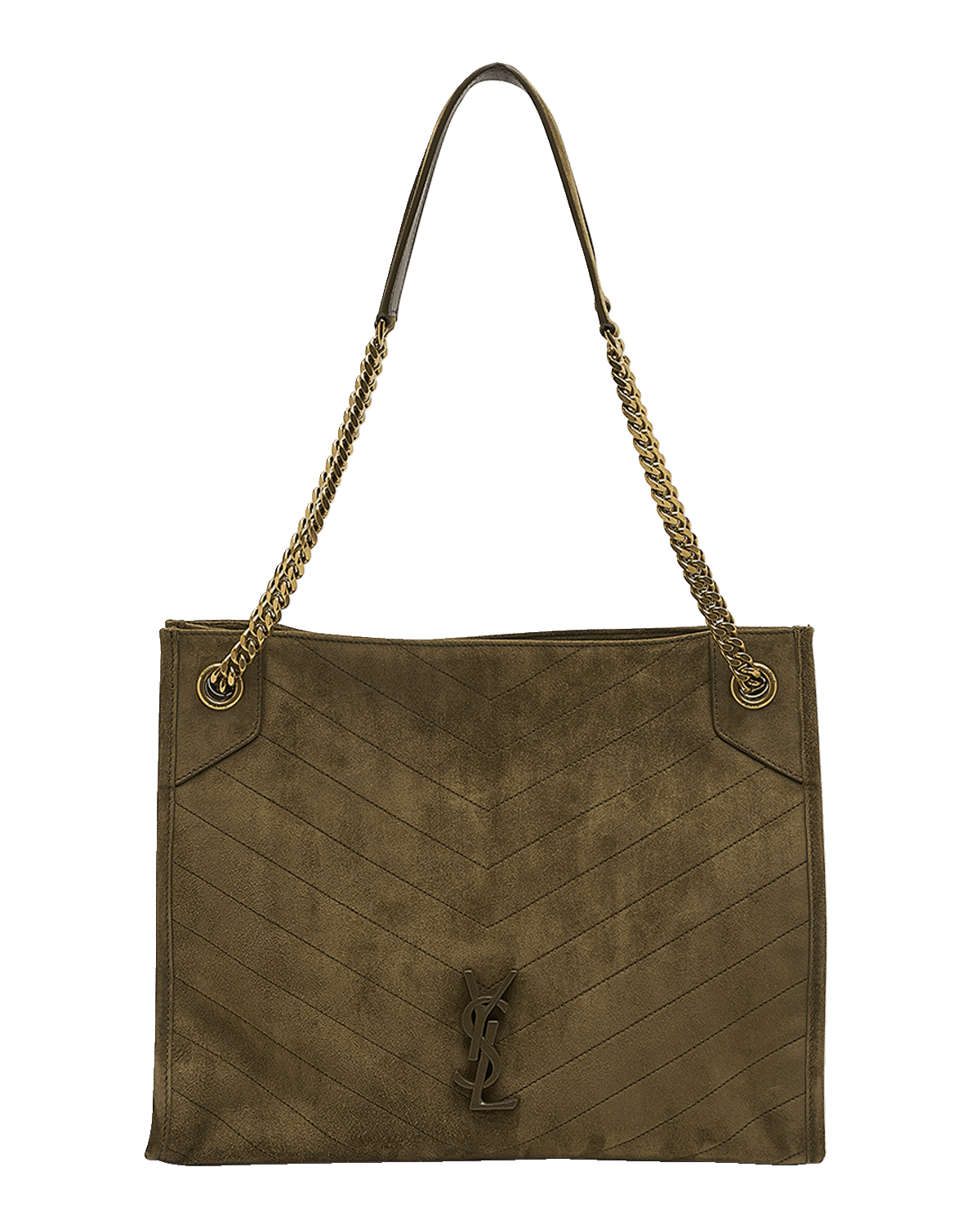 Saint Laurent Niki Medium YSL Shopper Tote Bag in Quilted Suede