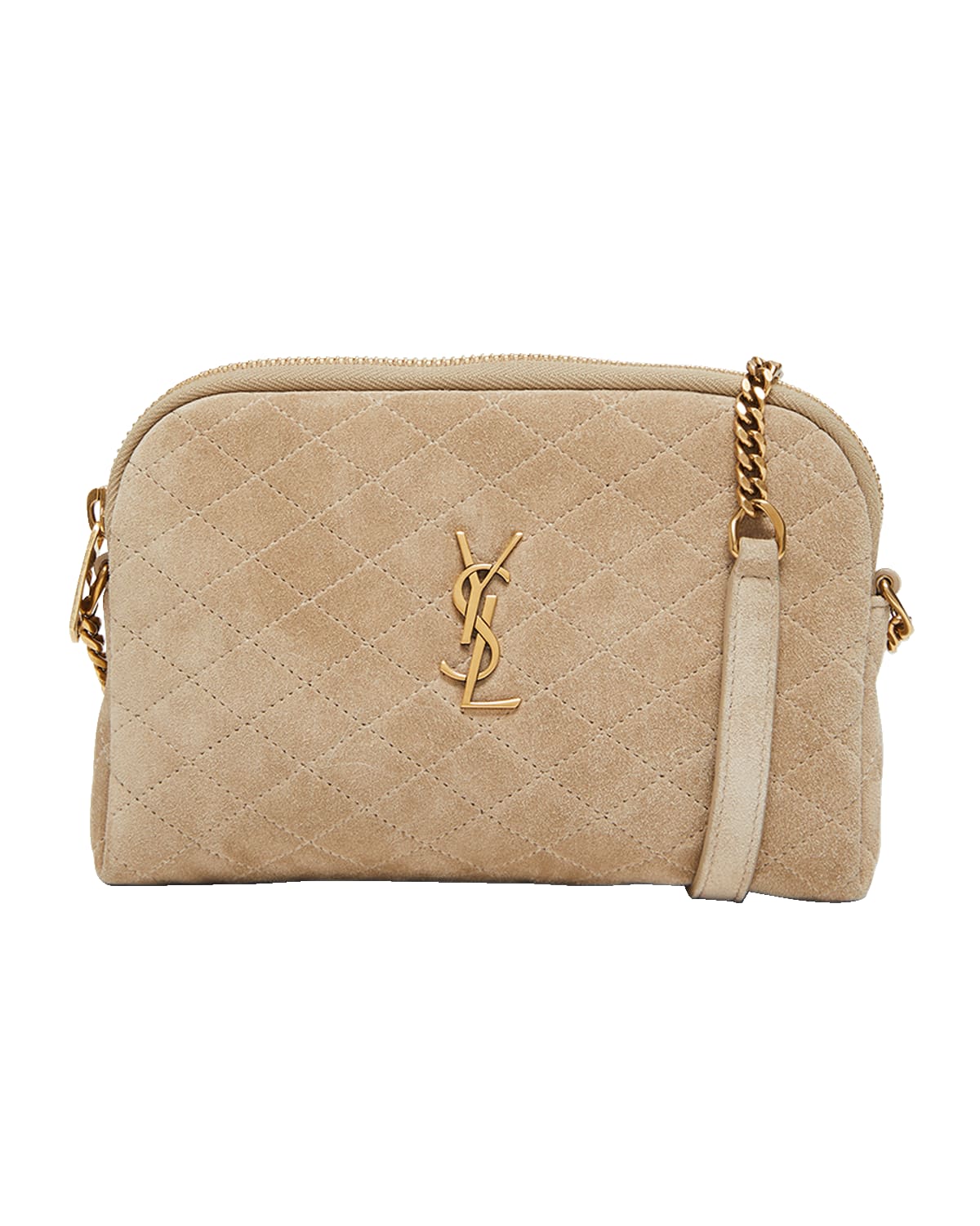 Saint Laurent Gaby Mini YSL Crossbody Bag in Quilted Suede