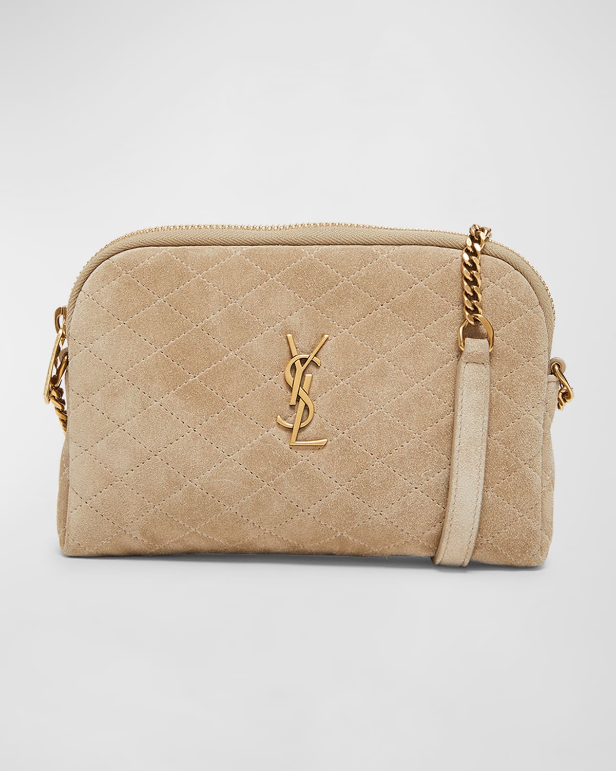 Saint Laurent Gaby Mini YSL Crossbody Bag in Quilted Suede