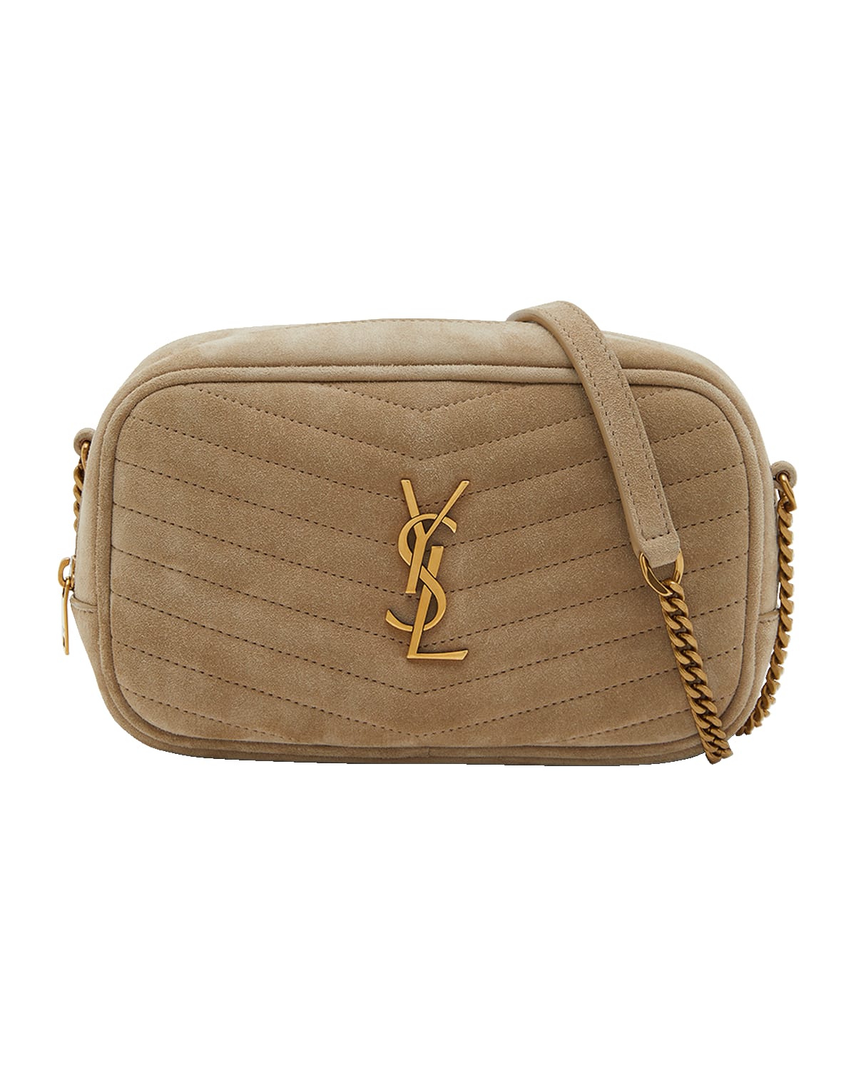 Saint Laurent Lou Mini YSL Camera Bag in Quilted Suede