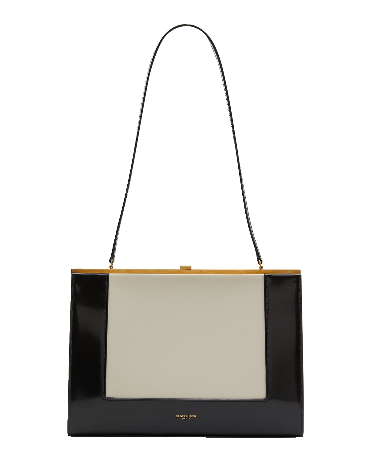 Saint Laurent Le-Anne Marie Large Shoulder Bag in Bicolor Smooth Leather