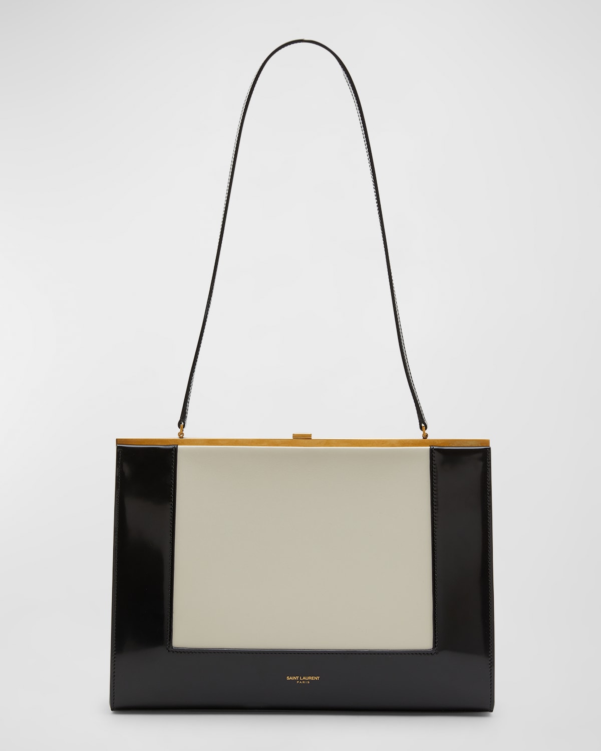 Saint Laurent Le-Anne Marie Large Shoulder Bag in Bicolor Smooth Leather