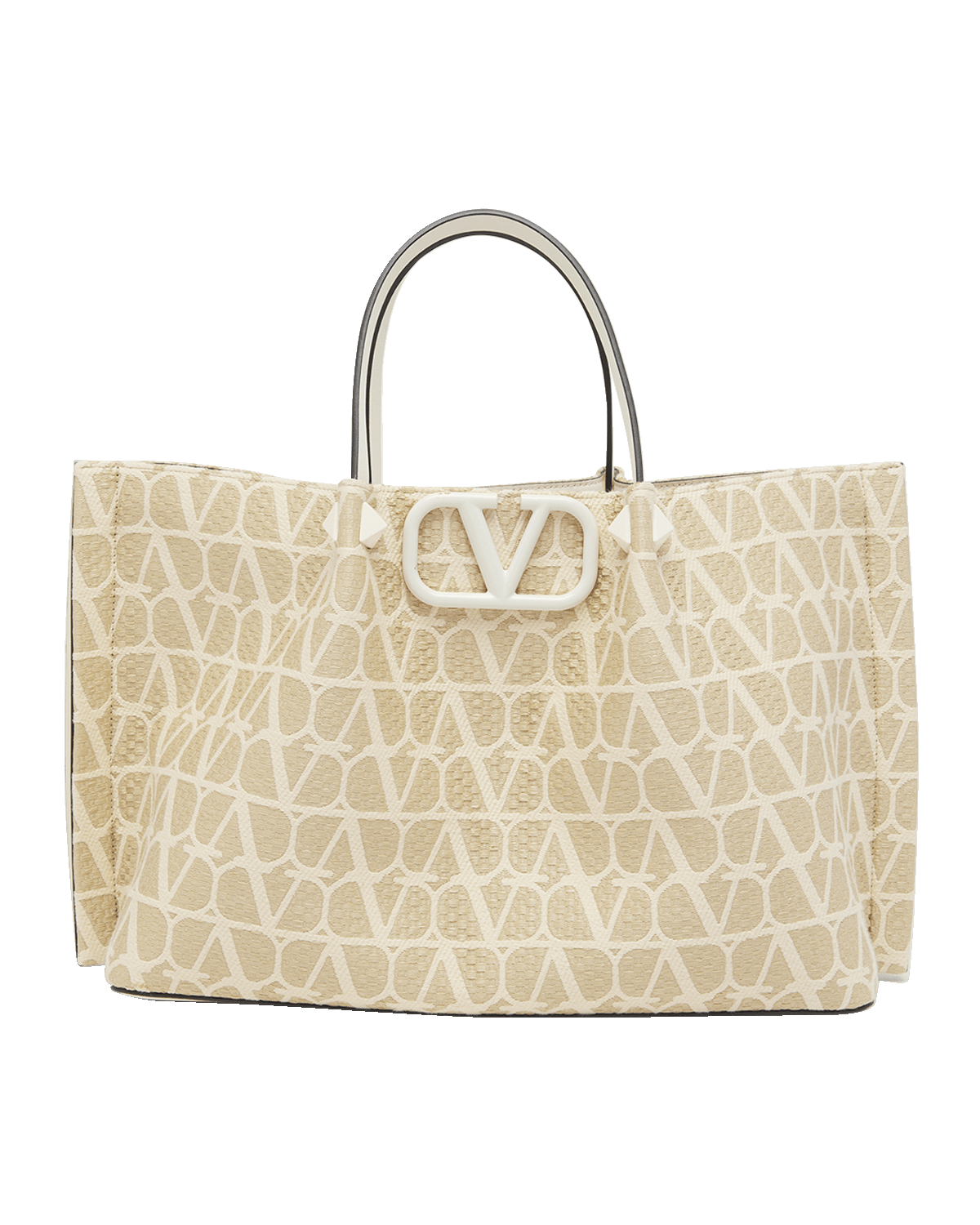 Valentino Garavani Medium VLOGO Iconographe Raffia Tote Bag