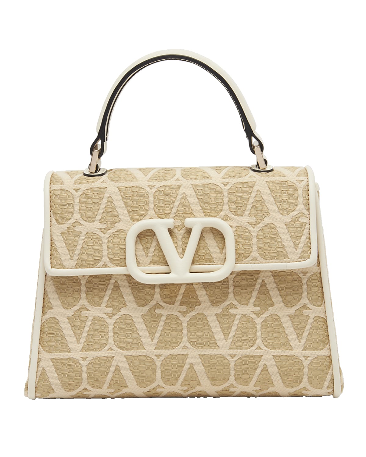 Valentino Garavani VSLING Small VLOGO Raffia Top-Handle Bag