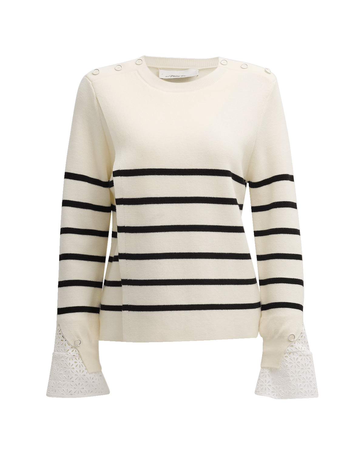 3.1 Phillip Lim Sailor Stripe Lace Cuff Sweater
